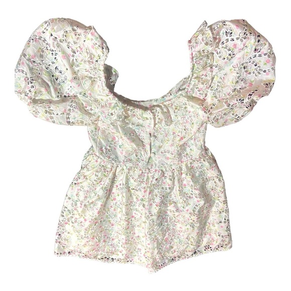 For Love & Lemons Magnolia Mini Dress Cottagecore Puff Sleeve Embroidered M NEW - Picture 8 of 9